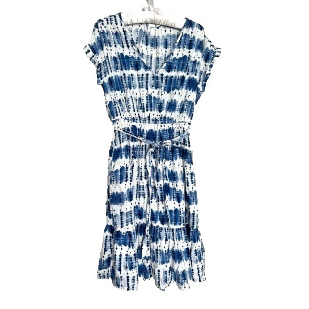 Gap Tiered Dress Womens SmallBlue White Tie Dye Retro Casual Beach Summer Comfy